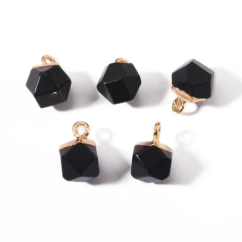 5 Pcs/package Simple Style Geometric Natural Stone Plating Inlay Pendant Jewelry Accessories