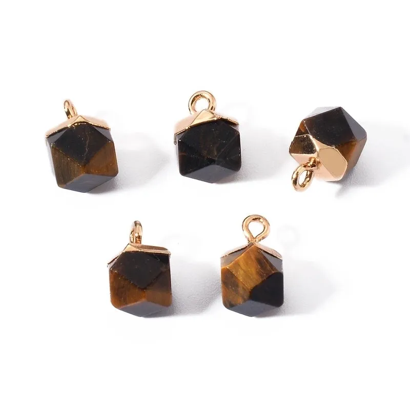 5 Pcs/package Simple Style Geometric Natural Stone Plating Inlay Pendant Jewelry Accessories