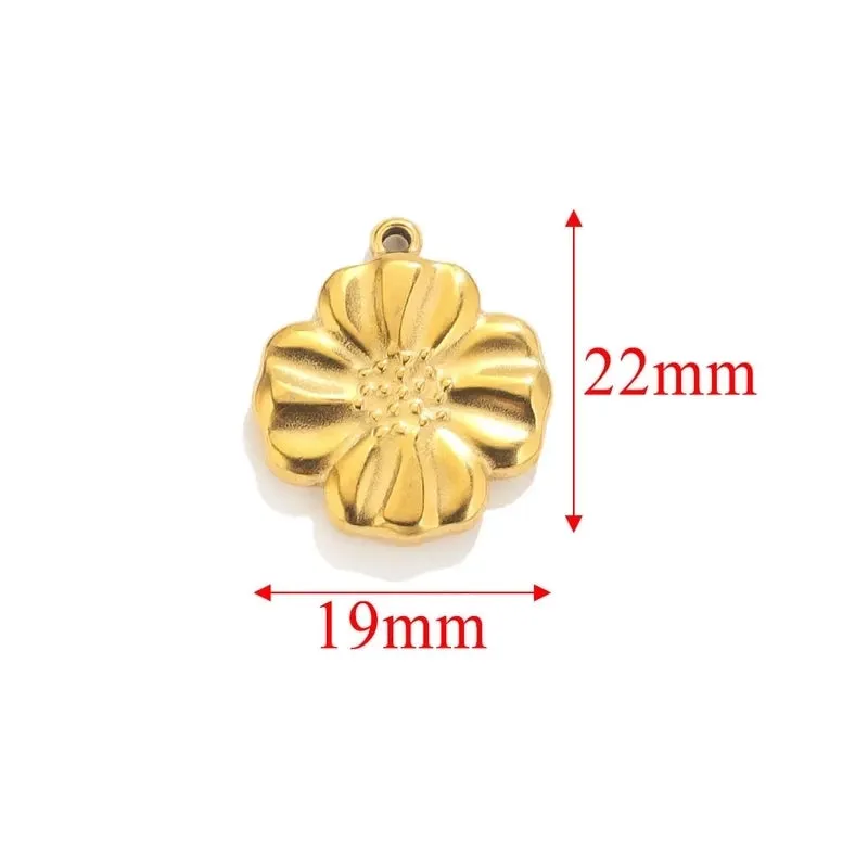 5 Pcs/package Simple Style Wings Flower Shell Stainless Steel Plating Pendant Jewelry Accessories