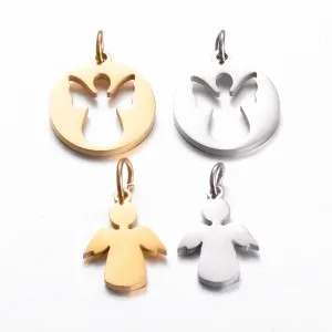 5 Pcs/package Sweet Simple Style Angel Stainless Steel Plating Pendant Jewelry Accessories