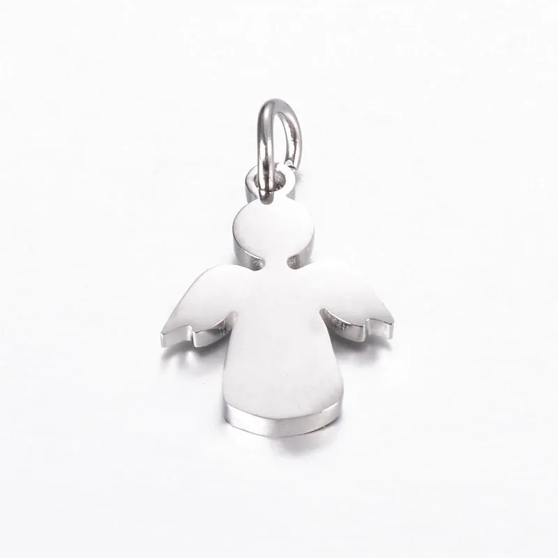 5 Pcs/package Sweet Simple Style Angel Stainless Steel Plating Pendant Jewelry Accessories