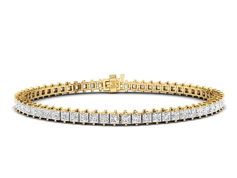 5.00-9.00 CT Princess Cut Lab Grown Diamonds - Tennis Bracelet