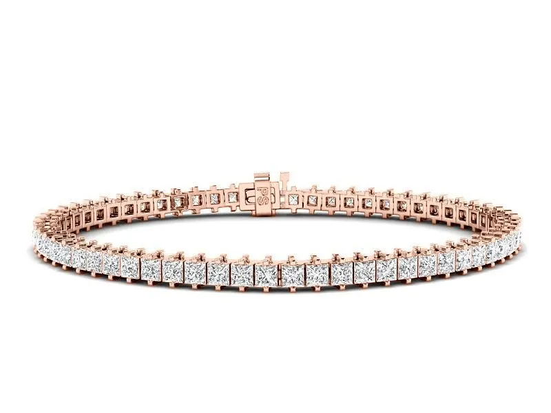 5.00-9.00 CT Princess Cut Lab Grown Diamonds - Tennis Bracelet