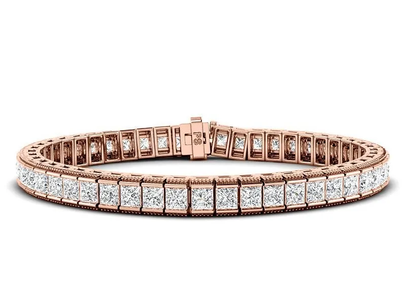 5.50 CT Princess Cut Lab Grown Diamonds - Tennis Bracelet