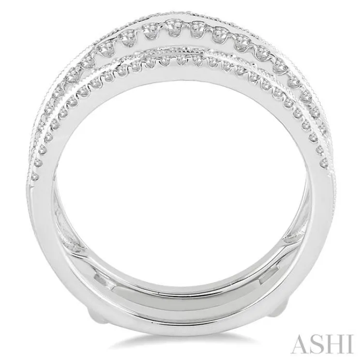 5/8 Ctw Round Cut Diamond Insert Ring in 14K White Gold