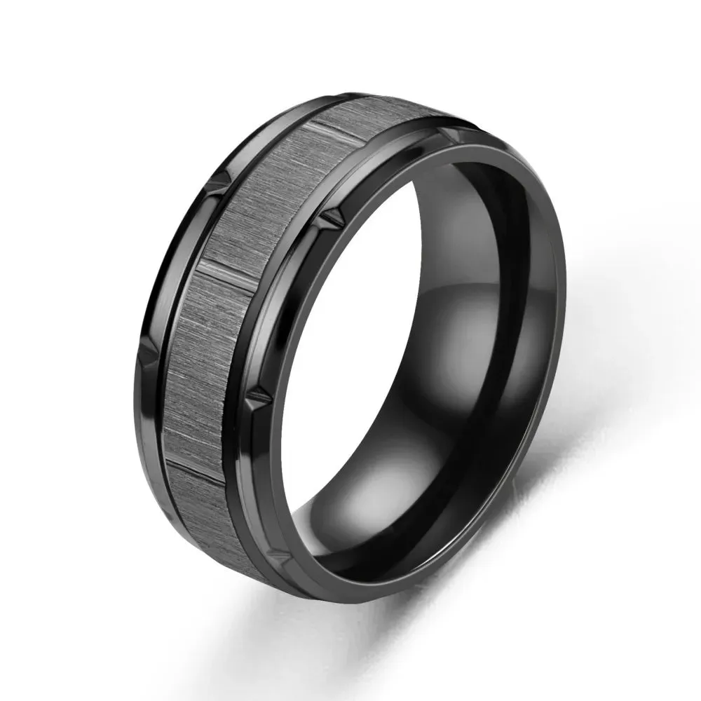 8mm Fashion Jewelry For Men Rings Stainless Steel Classic Anniversary Engagement Party Wedding Men Ring Accessories