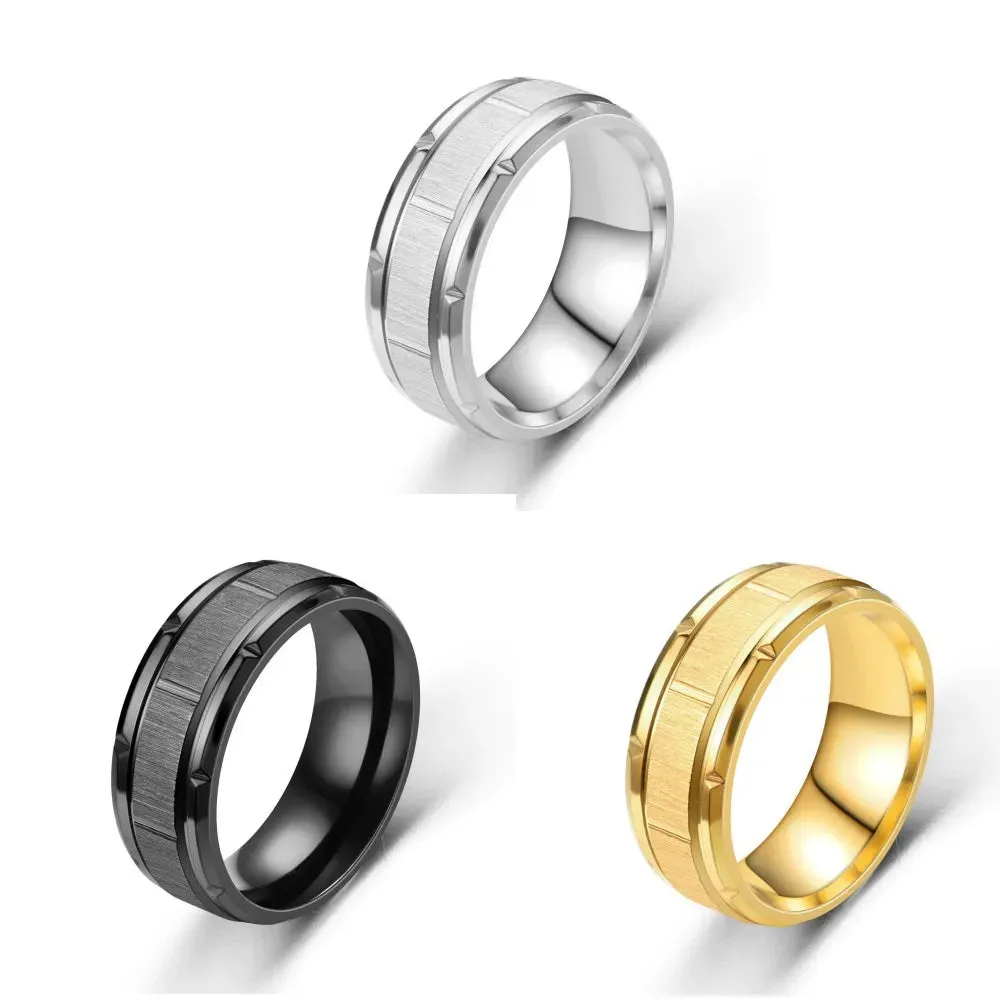 8mm Fashion Jewelry For Men Rings Stainless Steel Classic Anniversary Engagement Party Wedding Men Ring Accessories