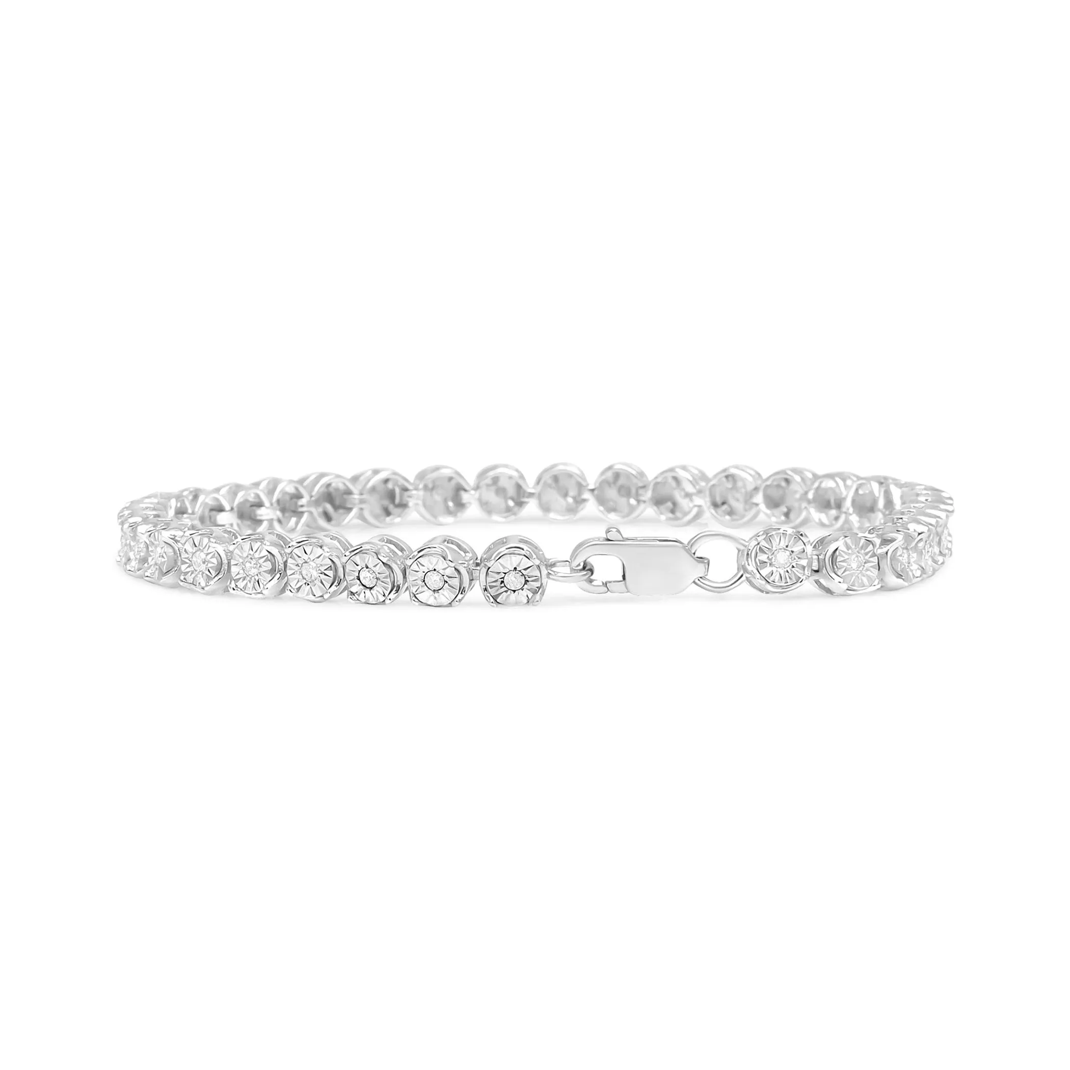 .925 Sterling Silver 1/2 Cttw Round Miracle-Set Diamond Tennis Bracelet (I2-I3 Clarity, I-J Color) - 7.25"