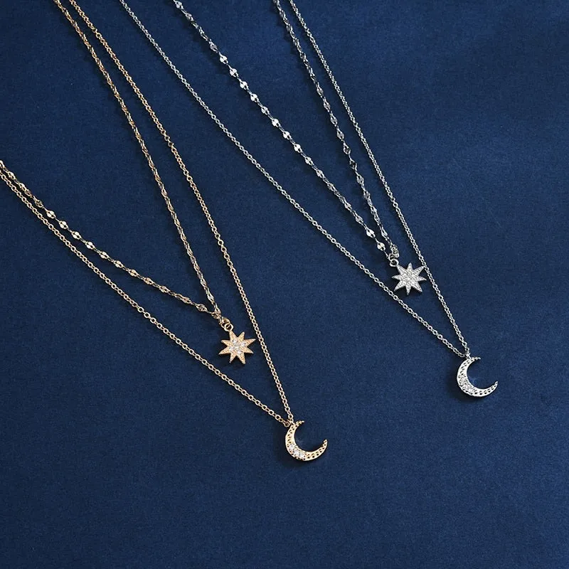 925 Sterling Silver Simple Stars Necklaces