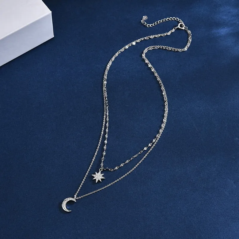 925 Sterling Silver Simple Stars Necklaces