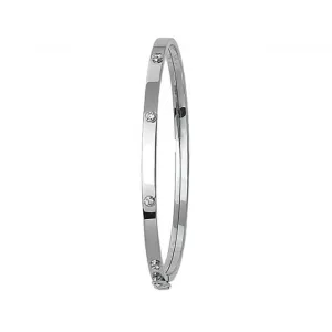 9ct White Gold Baby Bangle with Zirconia Stones BN357W