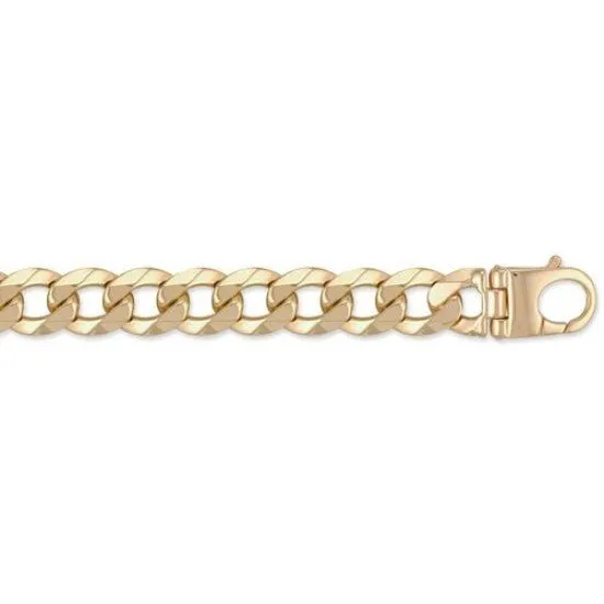 9ct Yellow Gold Solid 15mm 9 Inch Curb Bracelet 95.0g