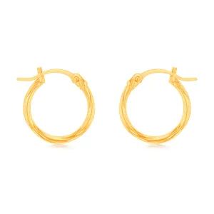 9ct Yellow Gold Twist 10mm Hoop Earrings