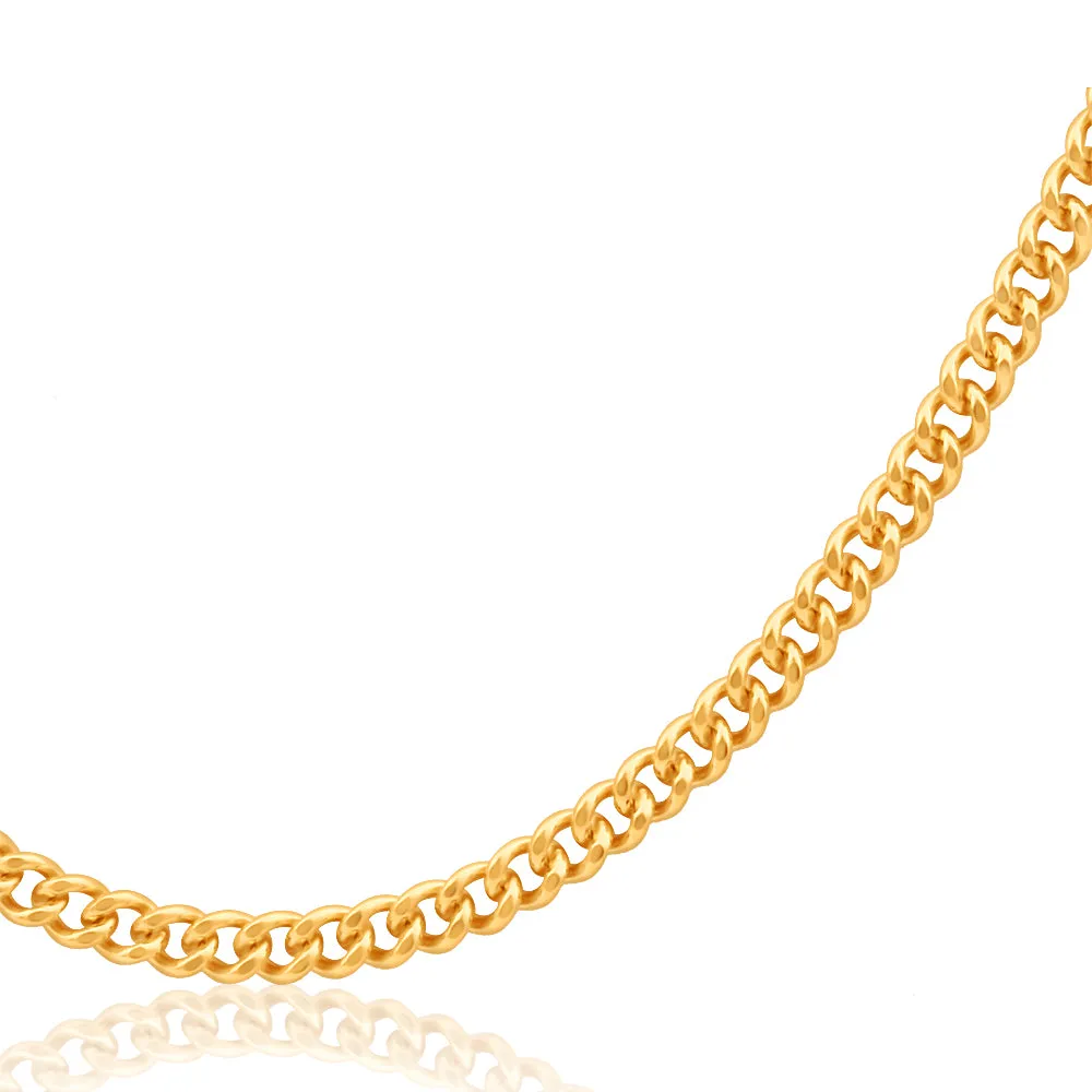 9ct Yellow Solid Gold 60cm Curb Dicut Chain 50Gauge