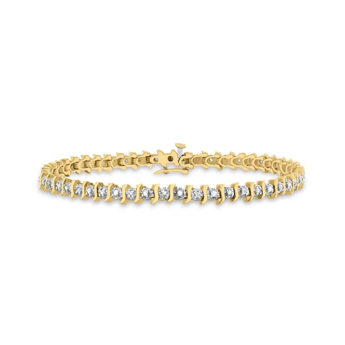 9K Yellow Gold 0.33ct Diamond S-Link Bracelet /7"