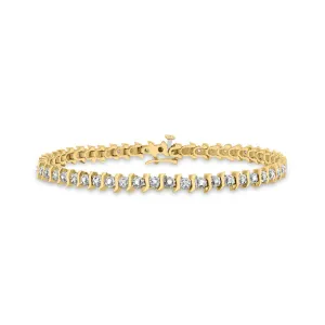 9K Yellow Gold 0.33ct Diamond S-Link Bracelet /7"