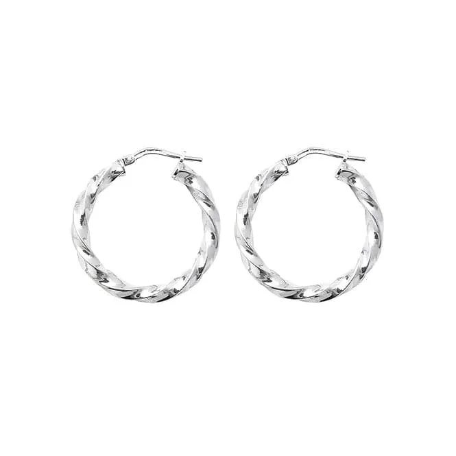 Acotis Silver Hoop Earrings Twisted G5213