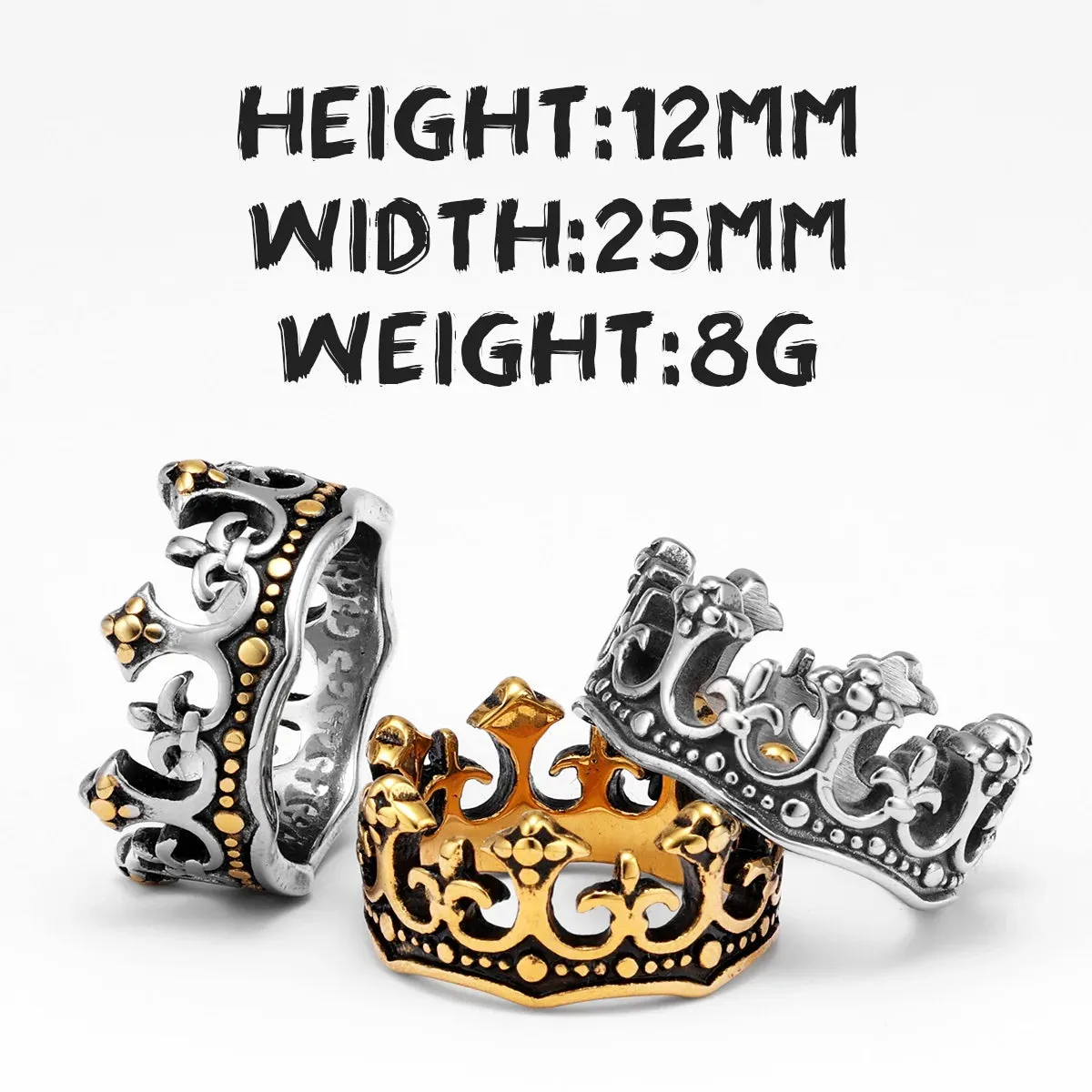 Aesthetic Crown Men Rings Stainless Steel Women Jewelry Vintage Punk Rock Cool Stuff Fashion Couple Accessories Gift Wholesale