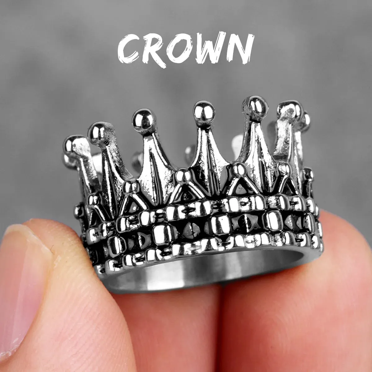 Aesthetic Crown Men Rings Stainless Steel Women Jewelry Vintage Punk Rock Cool Stuff Fashion Couple Accessories Gift Wholesale