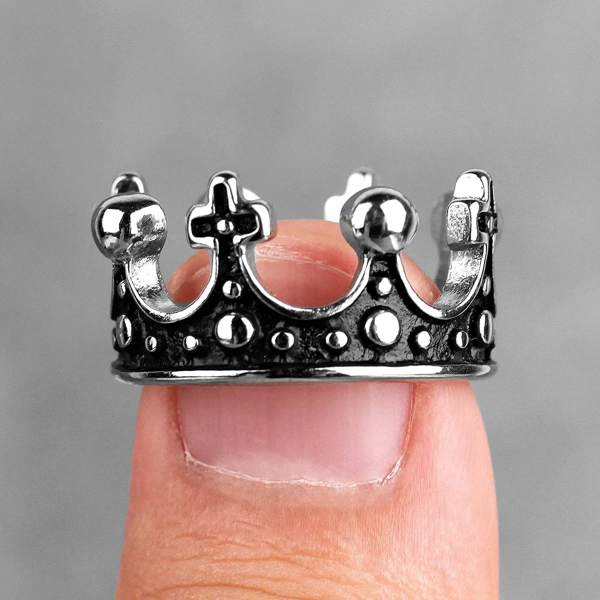 Aesthetic Crown Men Rings Stainless Steel Women Jewelry Vintage Punk Rock Cool Stuff Fashion Couple Accessories Gift Wholesale