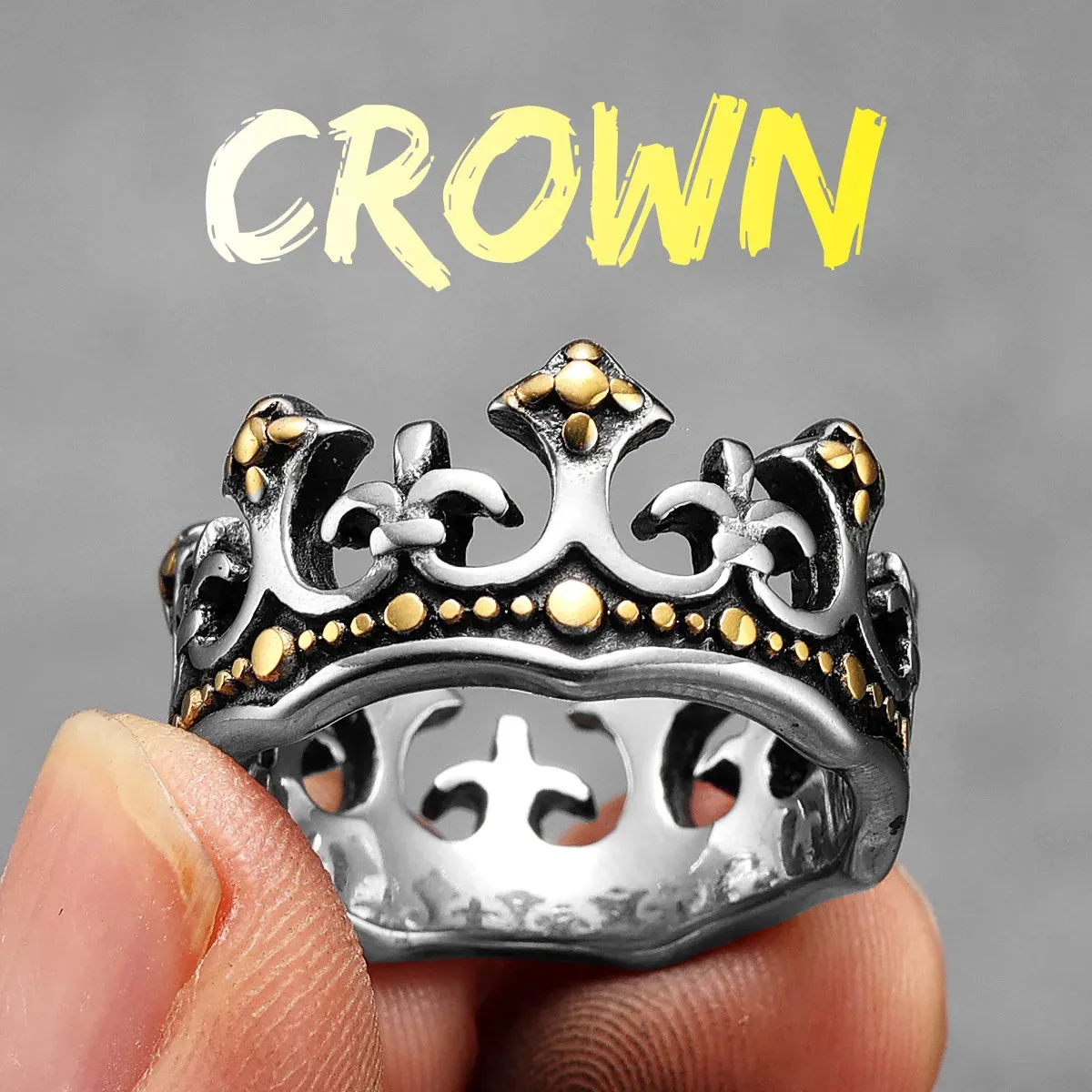 Aesthetic Crown Men Rings Stainless Steel Women Jewelry Vintage Punk Rock Cool Stuff Fashion Couple Accessories Gift Wholesale