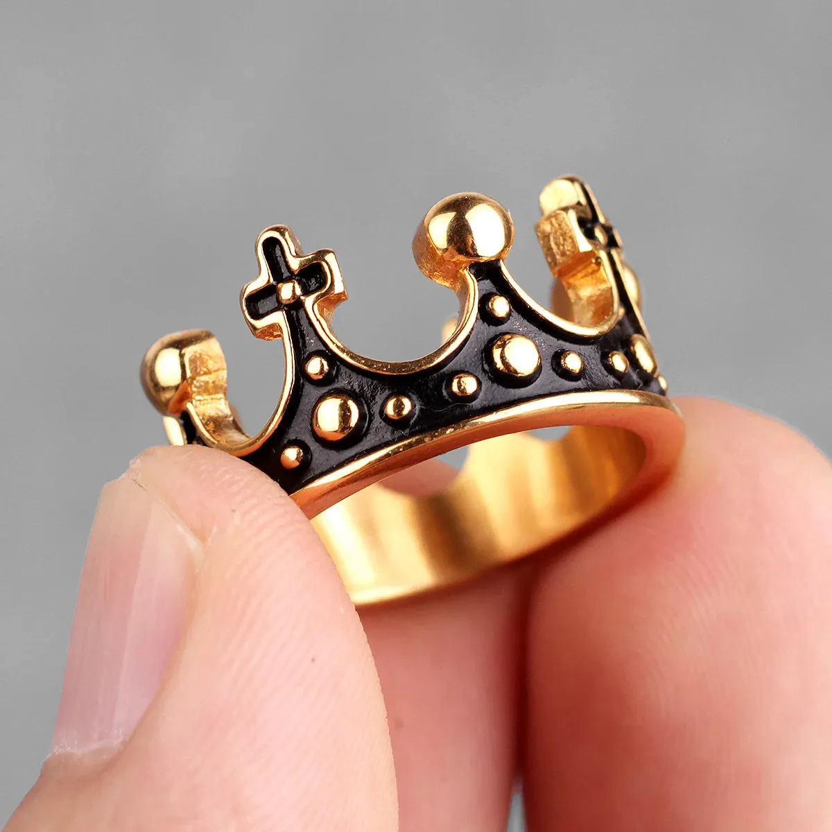 Aesthetic Crown Men Rings Stainless Steel Women Jewelry Vintage Punk Rock Cool Stuff Fashion Couple Accessories Gift Wholesale