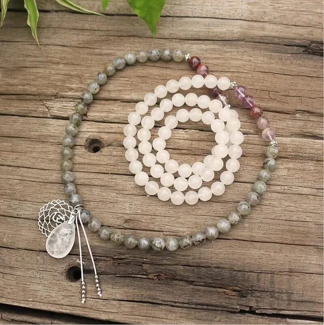 Amethyst & Labradorite Mala Bracelet/Necklace/Set