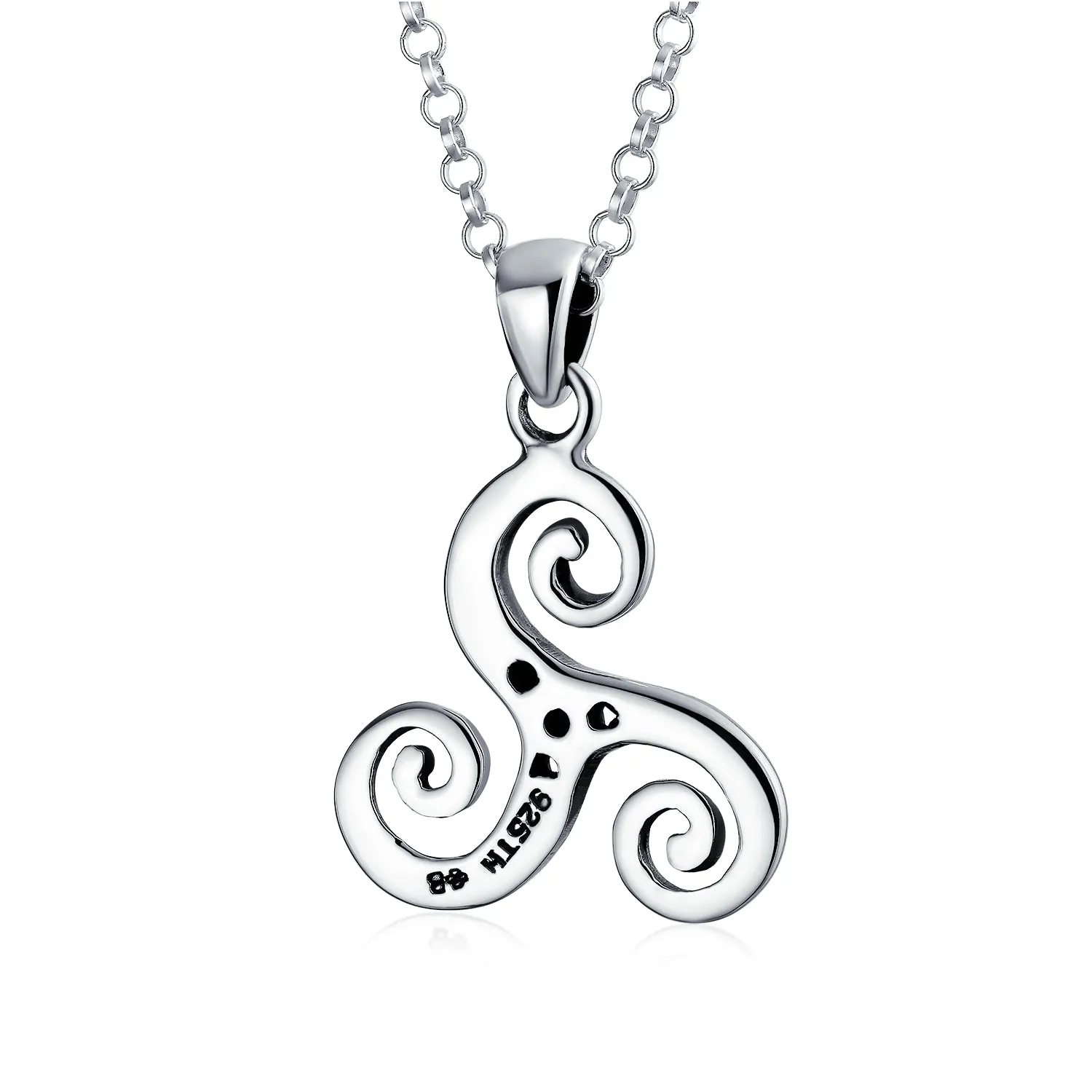 Ancient Celtic Spiral Trinity Knot Pendant Necklace in Oxidized Silver for Teens