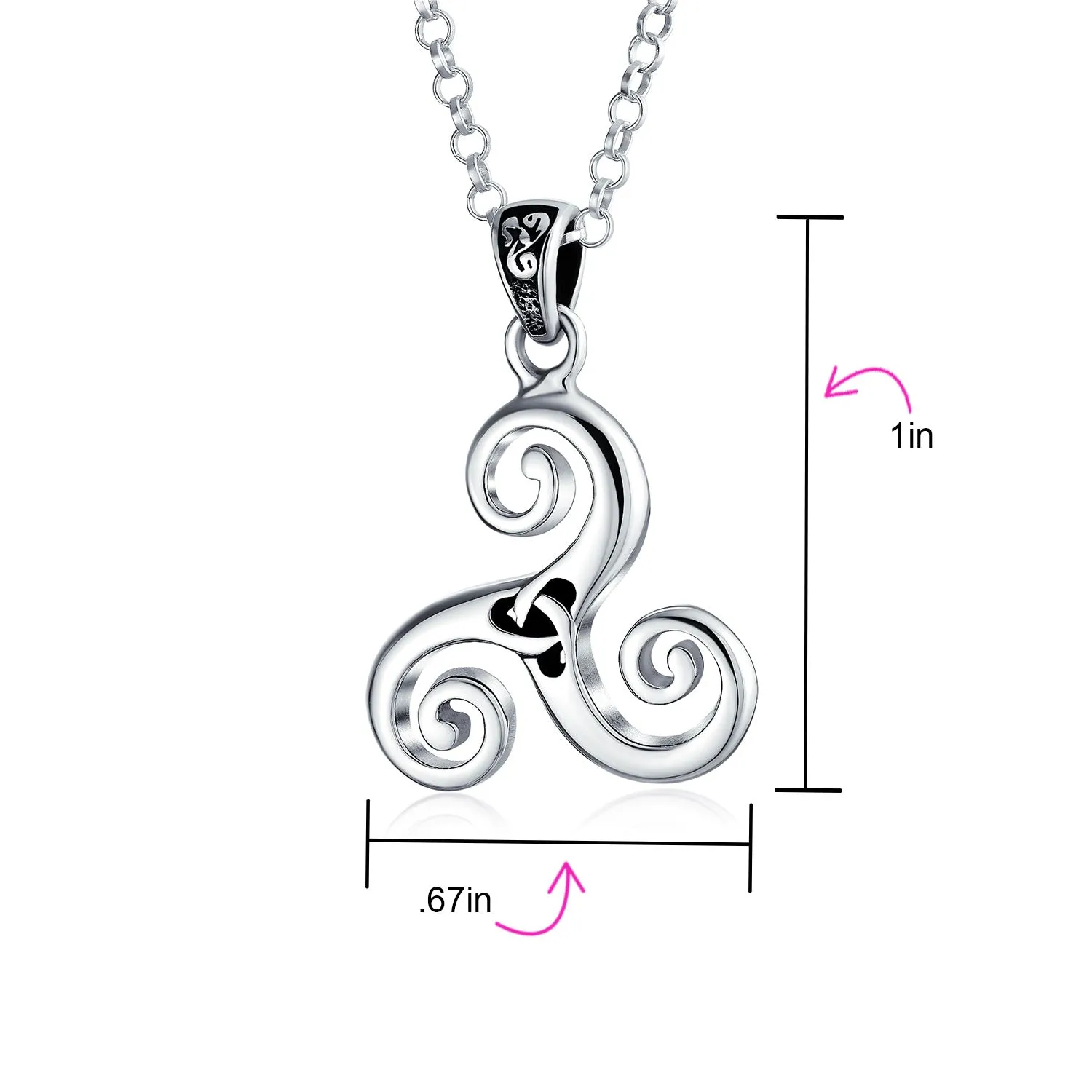 Ancient Celtic Spiral Trinity Knot Pendant Necklace in Oxidized Silver for Teens