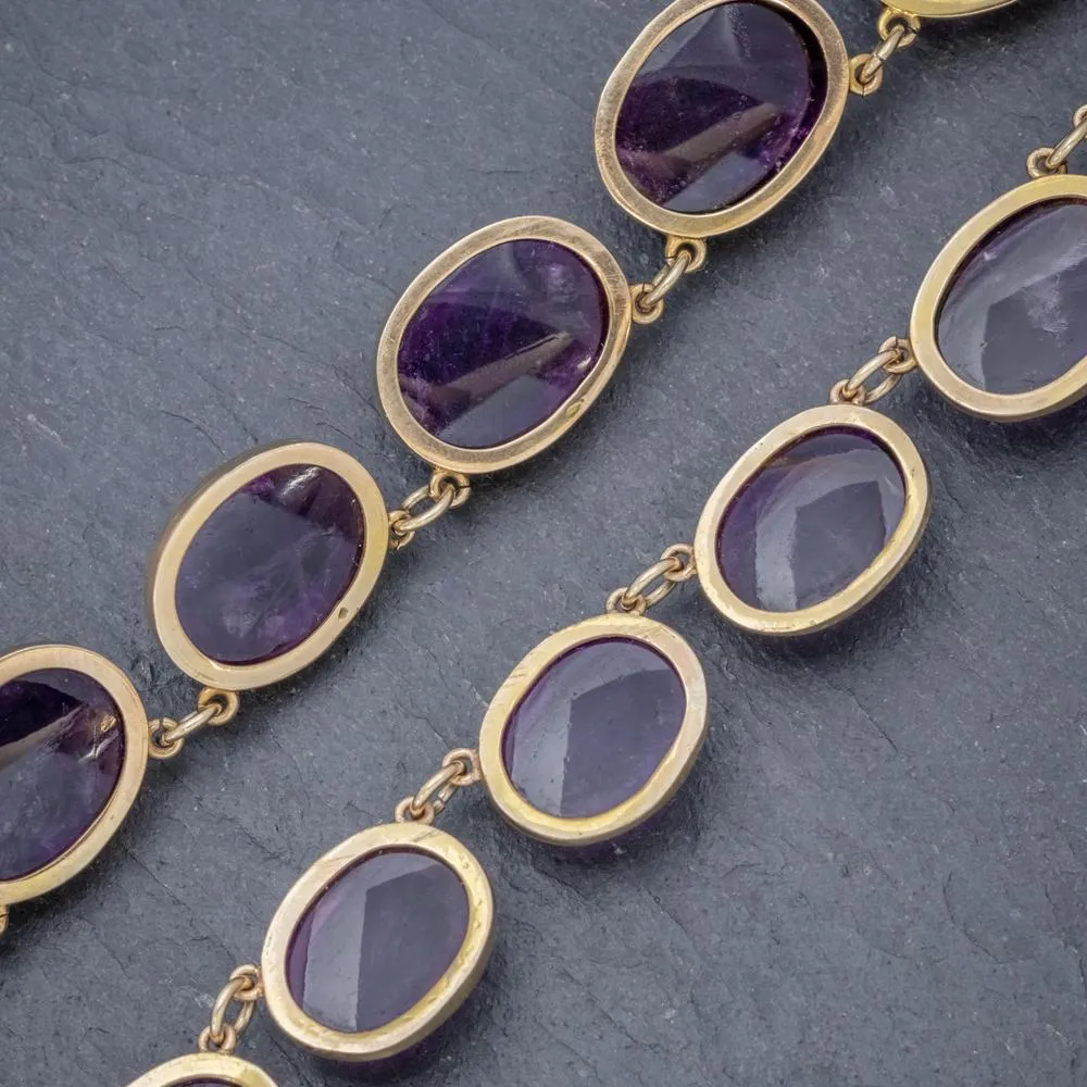 Antique Victorian Amethyst Necklace 15Ct Gold Collar Circa 1880