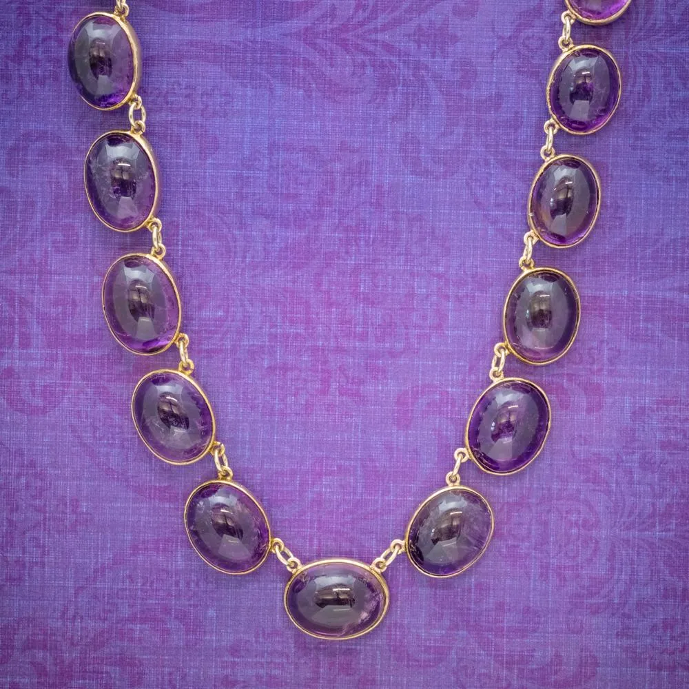 Antique Victorian Amethyst Necklace 15Ct Gold Collar Circa 1880