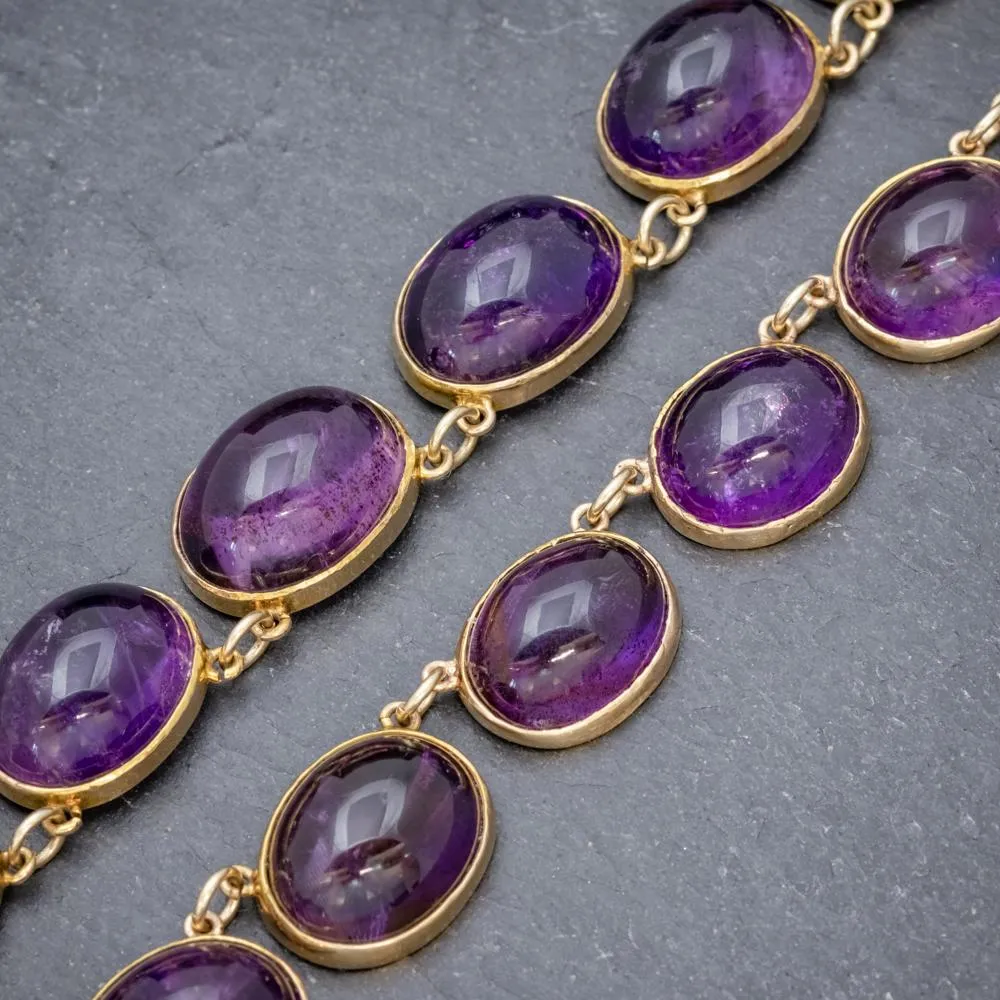 Antique Victorian Amethyst Necklace 15Ct Gold Collar Circa 1880