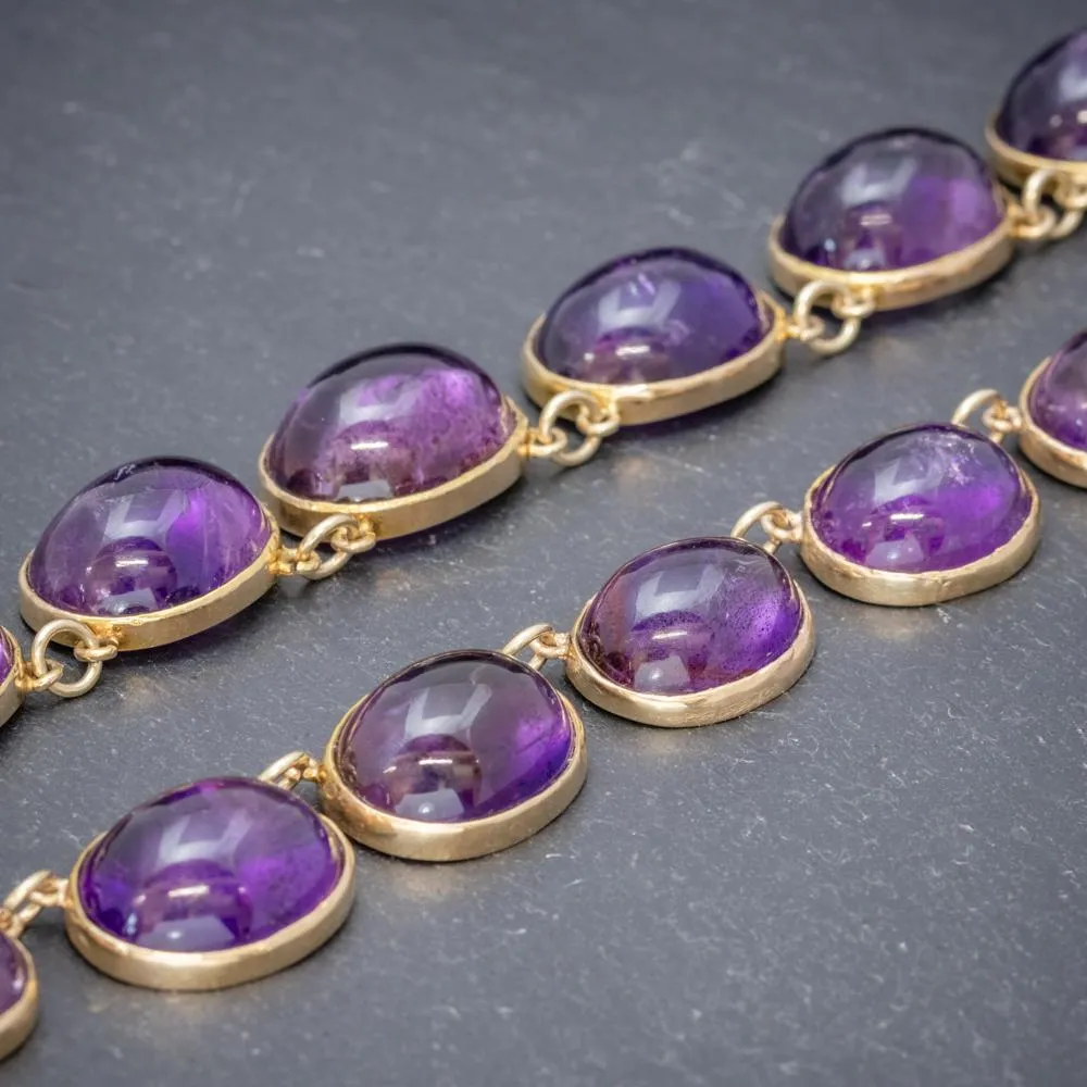 Antique Victorian Amethyst Necklace 15Ct Gold Collar Circa 1880