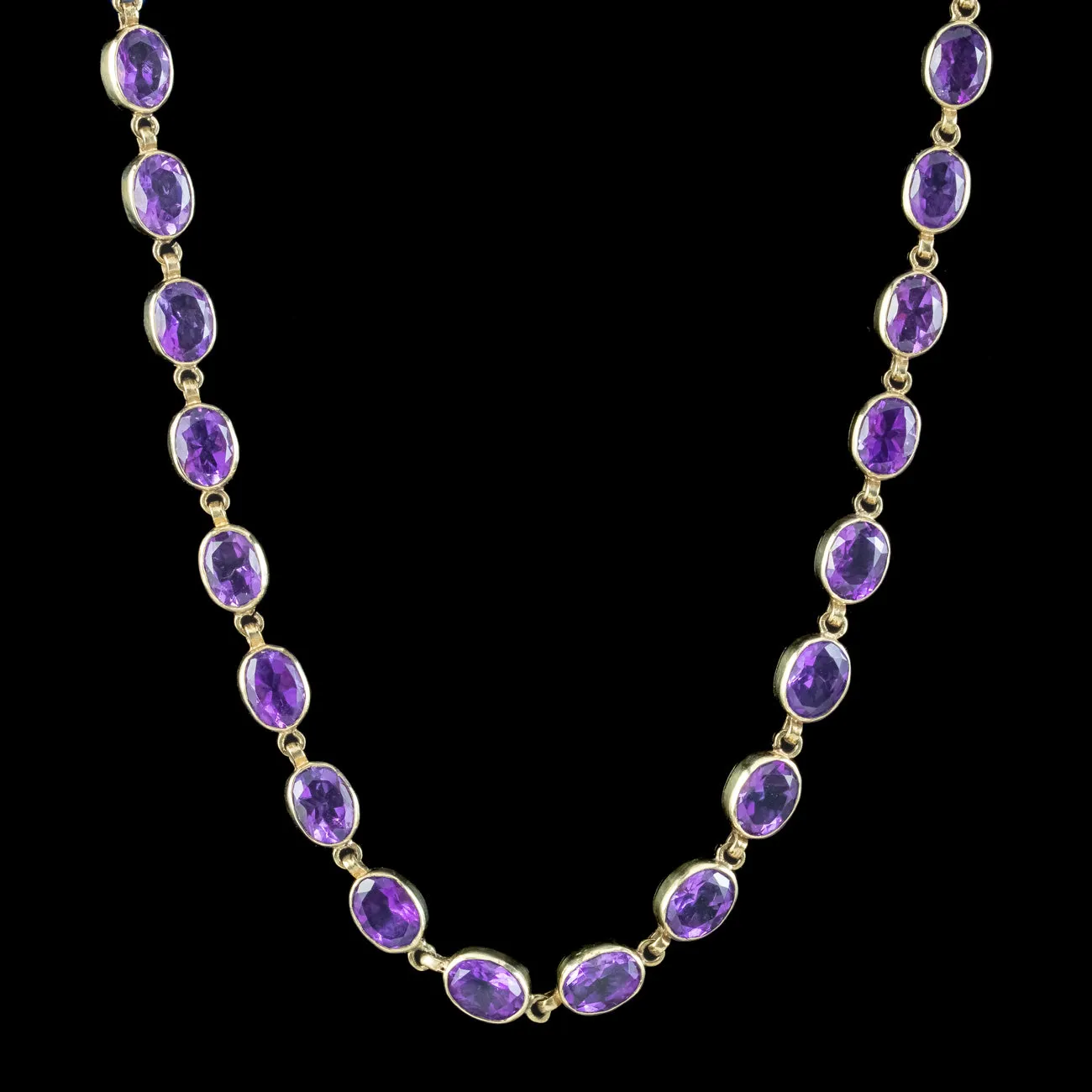 Antique Victorian Amethyst Riviere Necklace 15ct Gold 39ct Total