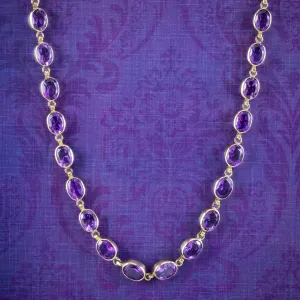 Antique Victorian Amethyst Riviere Necklace 15ct Gold 39ct Total