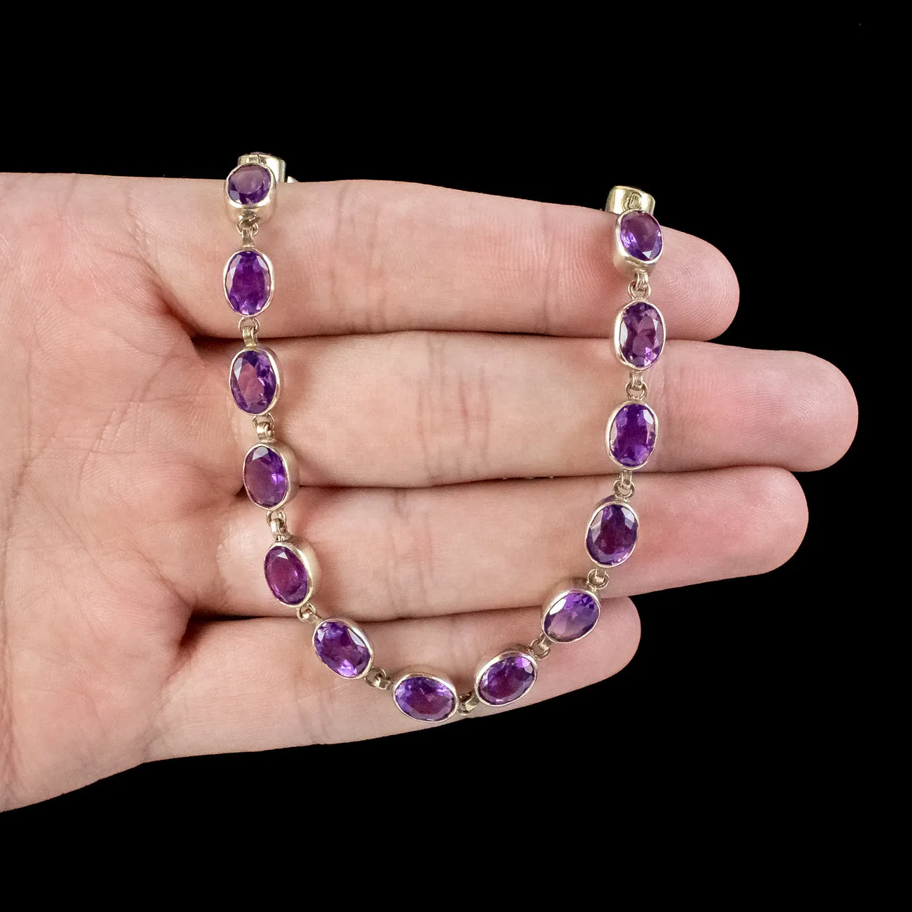 Antique Victorian Amethyst Riviere Necklace 15ct Gold 39ct Total