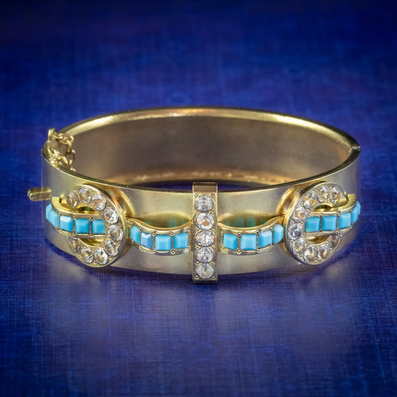 Antique Victorian Paste Buckle Bangle Gold Gilt Circa 1880