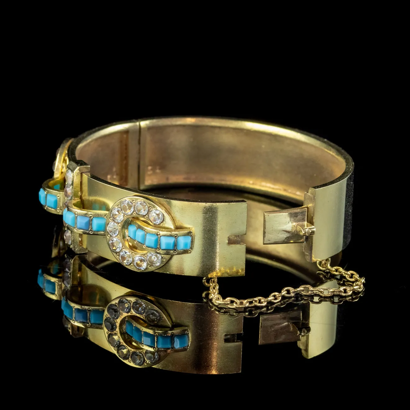 Antique Victorian Paste Buckle Bangle Gold Gilt Circa 1880