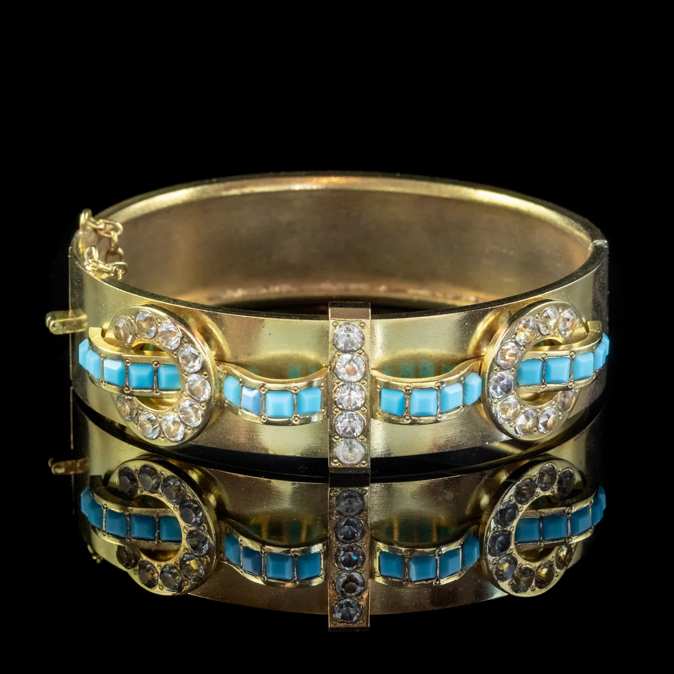 Antique Victorian Paste Buckle Bangle Gold Gilt Circa 1880