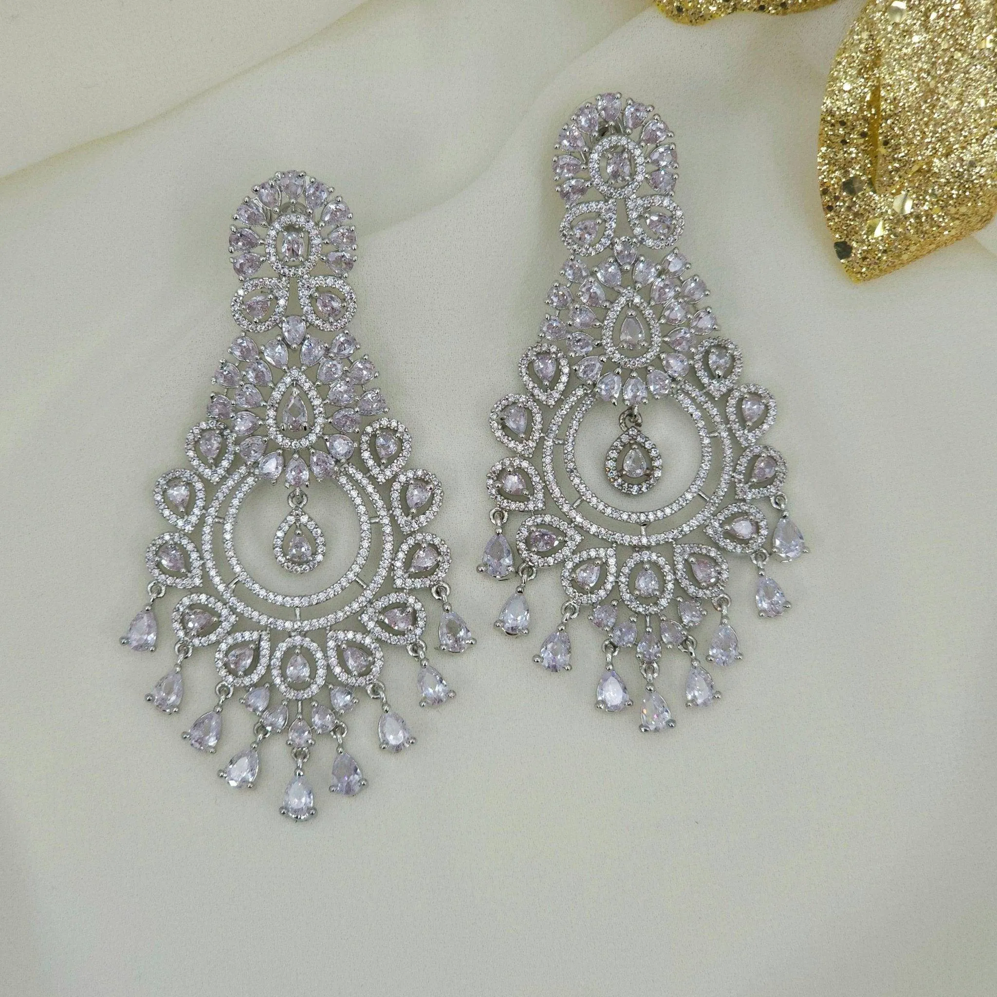 Azqa American Diamond Drop Earrings