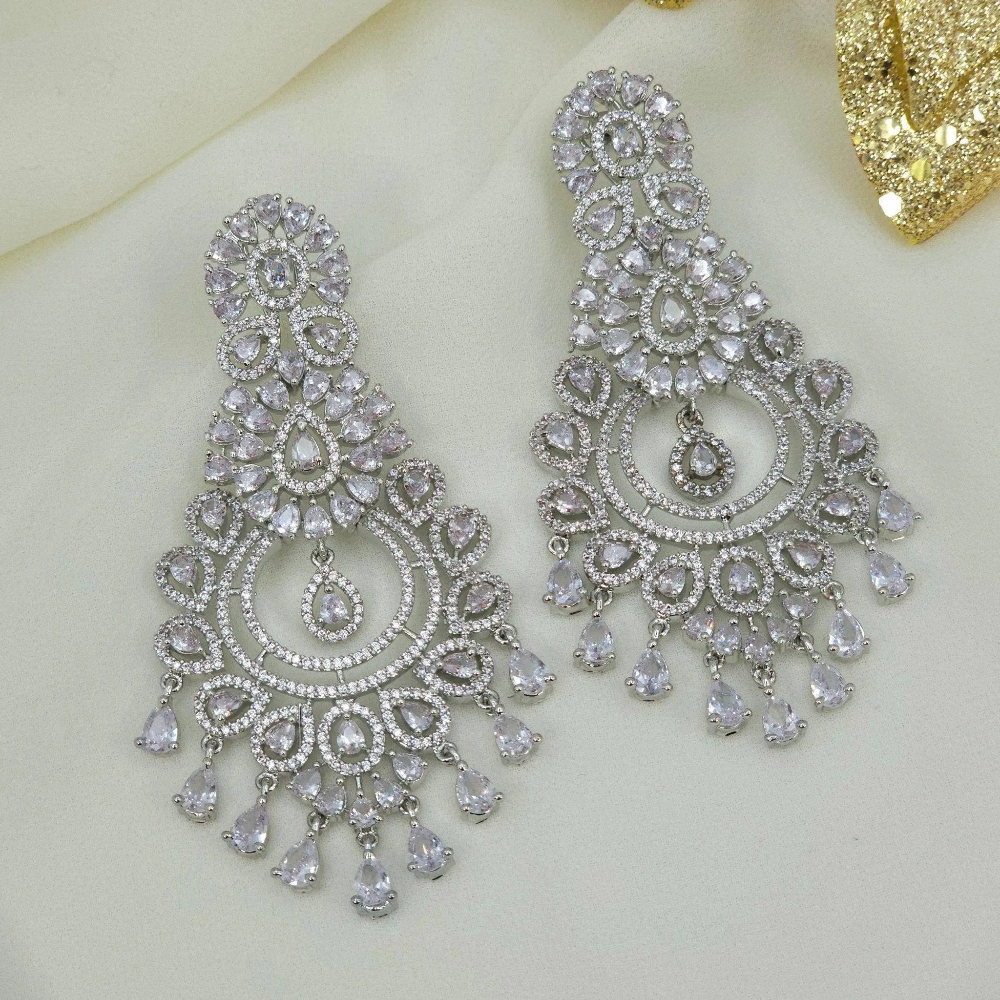 Azqa American Diamond Drop Earrings