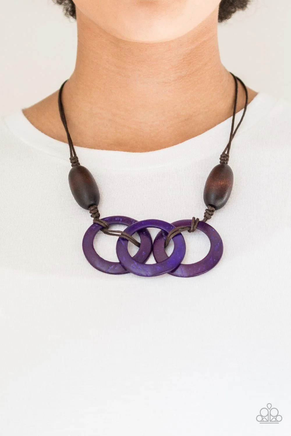 Bahama Drama Purple and Brown Wood Necklace - Paparazzi Accessories