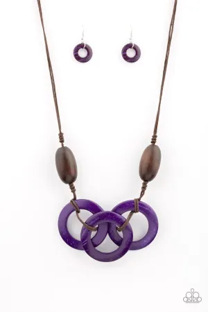 Bahama Drama Purple and Brown Wood Necklace - Paparazzi Accessories