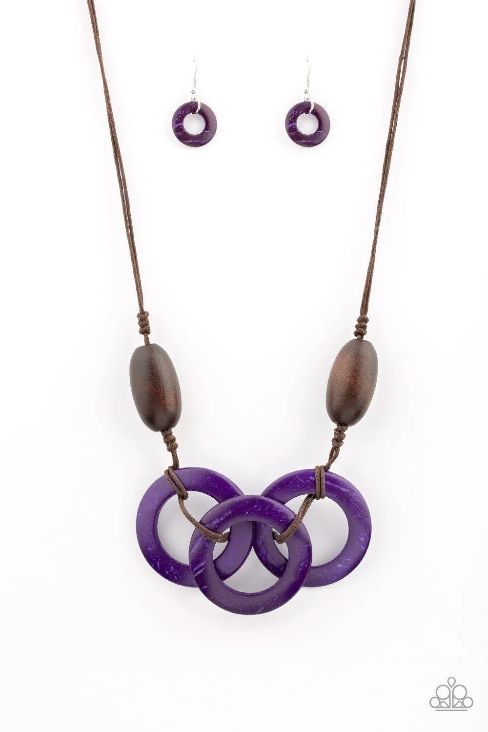 Bahama Drama Purple and Brown Wood Necklace - Paparazzi Accessories