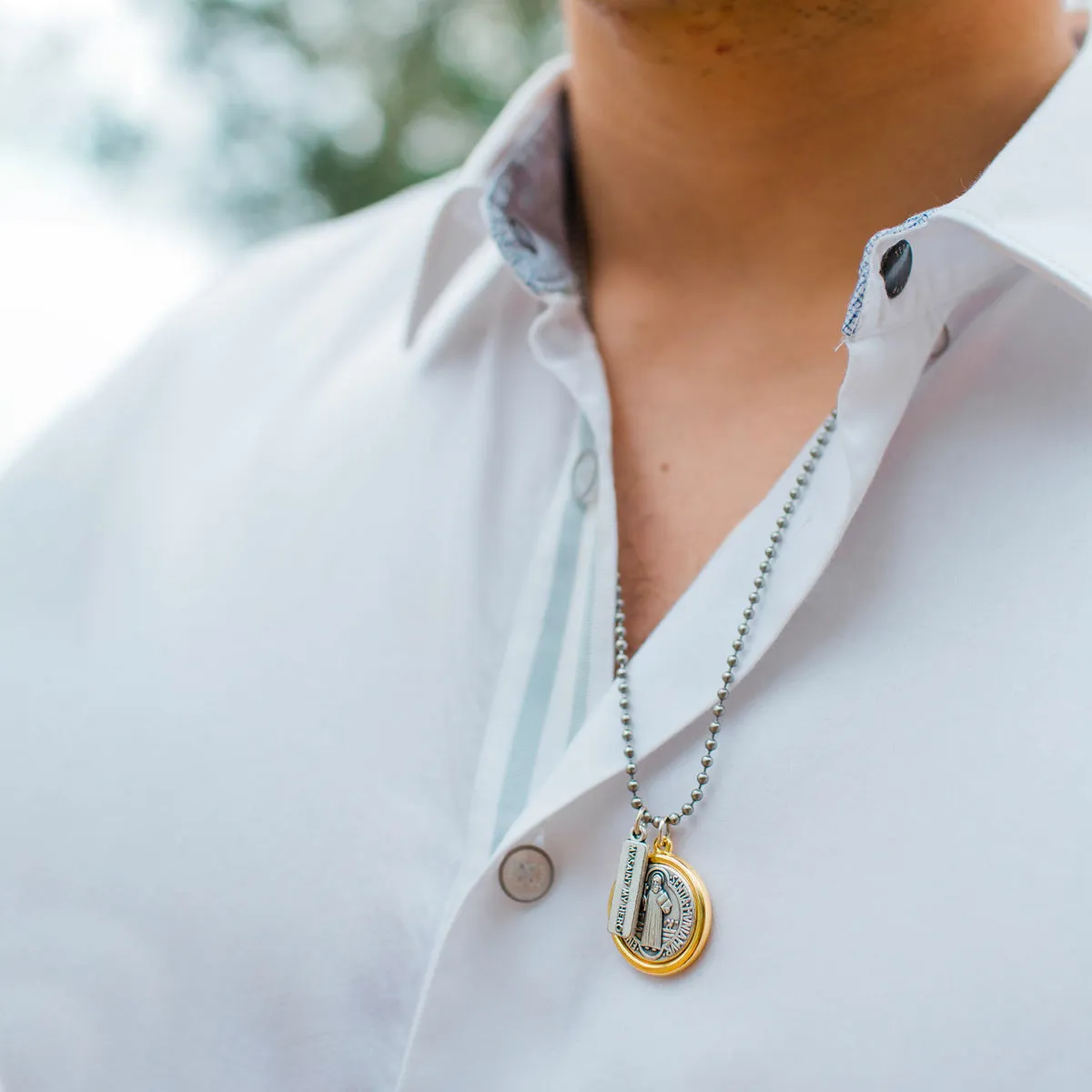 Benedictine Blessing Gold Rim Necklaces