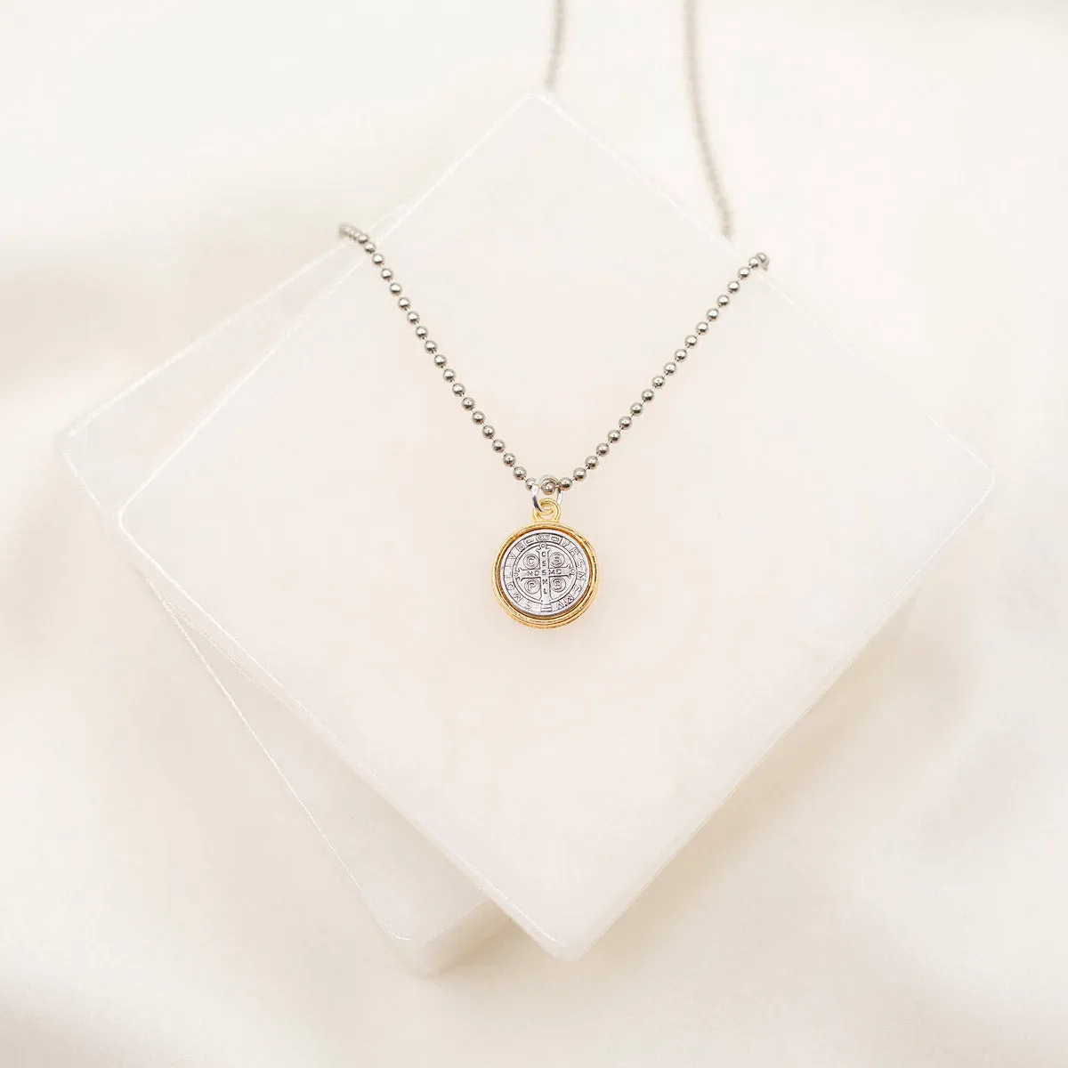 Benedictine Blessing Gold Rim Necklaces