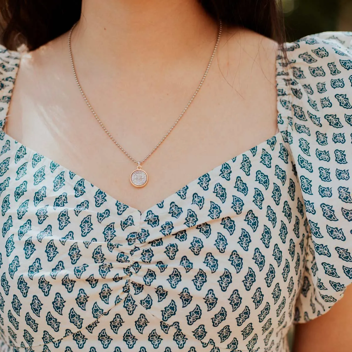 Benedictine Blessing Gold Rim Necklaces