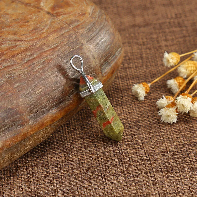 Bi - Point Gemstone Pendants - Unakite