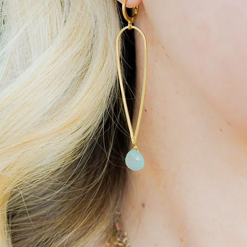 Bijou: Long Gemstone Tear Drop Earring 