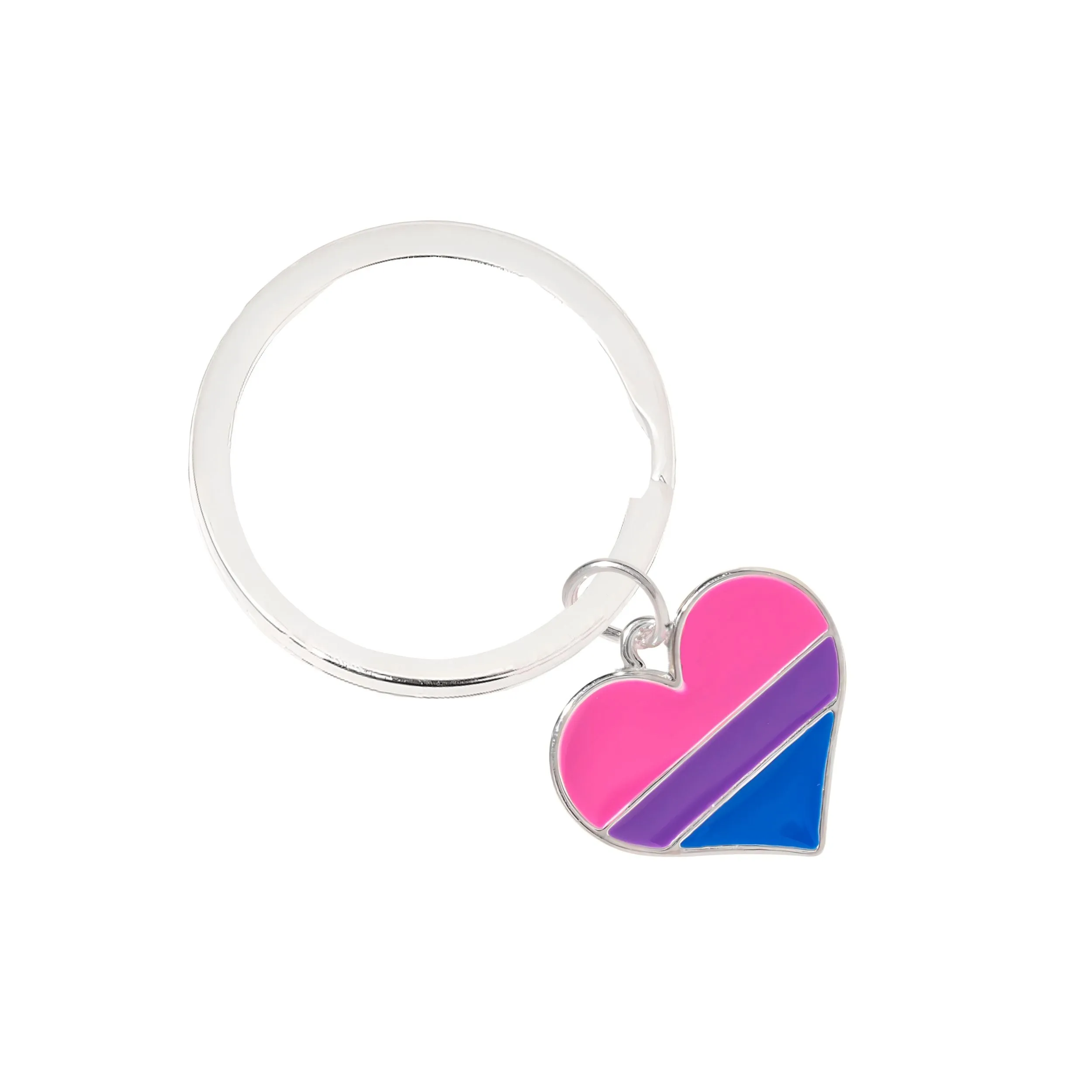 Bisexual Heart Flag Split Ring Key Chains